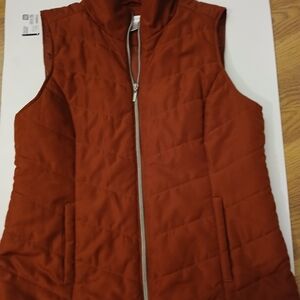 Christopher & Banks Quilted Vest - Burnt Orange